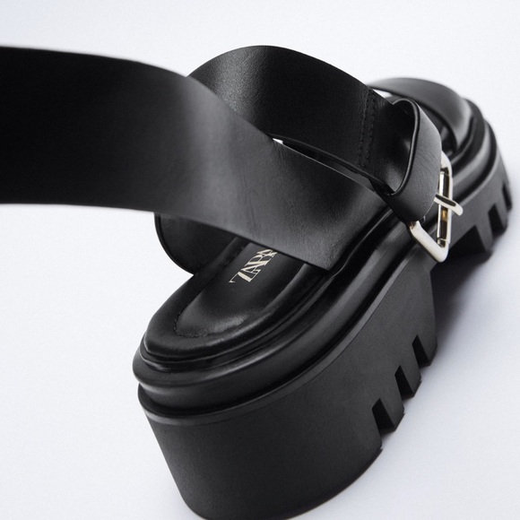 NWOT Zara Lug Sole Leather sandals - Picture 4 of 8